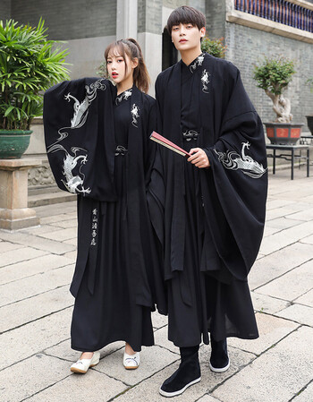 汉服男装古装长袍全套情侣魏晋风大袖衫古风男装霸气龙纹刺绣暗黑系交领襦裙cp大码大袖外套 上衣 下裙 全套 S 图片价格品牌报价 京东