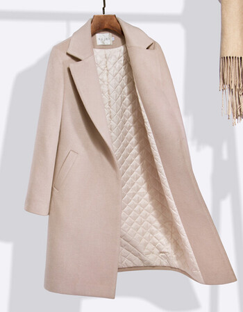 米色毛呢外套女中长款韩版2018新款秋冬款加厚茧型呢子大衣 米白色 m