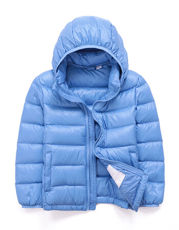 儿童轻薄羽绒服冬季小男孩童小女孩童装 天蓝色a 160cm