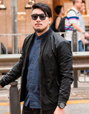 大码男装外套春装宽松肥佬胖人休闲上衣加肥加大潮胖子夹克男 黑色 6