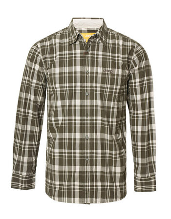 正品】jeep吉普格子衬衫男长袖免烫男士寸衫官方春夏款中年全棉衬衣