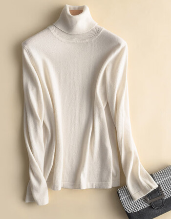 冬季高领羊绒衫女套头短款修身打底羊毛衫女2018新款纯羊绒毛衣 白色