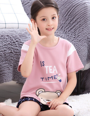 大童女睡衣9-11岁女孩初中学生12夏季13纯棉短袖家居服两件套装15 390