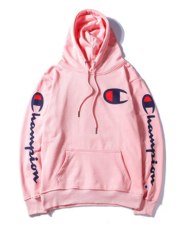 毛圈印花连帽卫衣大c秋款运动休闲男女情侣粉 粉色不加绒 l(成人)"/>