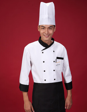 秋款新品厨师服长袖 厨师工作服秋冬装 黑色厨师服装 双排扣厨师长