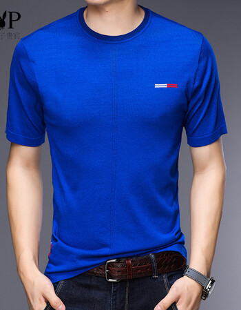 短袖t恤男2018新款青年男式t恤圆领男装t恤衫 蓝色 180/xl