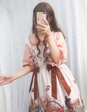 【新品促销】lolita萌妹萝莉裙子甜美荷叶边jsk吊带连衣裙萝莉塔日常