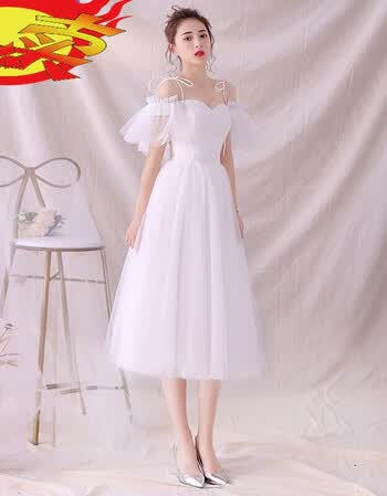 春夏秋新款婚纱礼服白纱轻婚纱裙新款新娘一字肩森系超仙简约法式白色