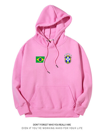 巴西国家队服足球运动训练球衣服新款打底衫外套春秋休闲宽松连帽套头