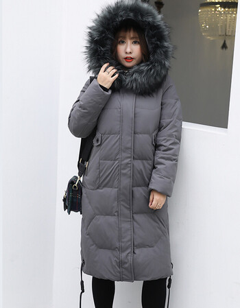 2018年女加大加肥300斤200胖mm大码羽绒服显瘦修身年轻款nlx 烟灰青