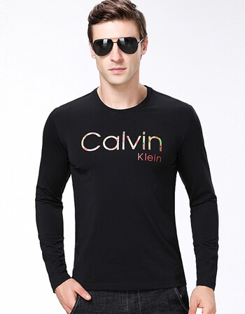 ck男装 时尚字母印花长袖t恤 双丝光棉 休闲修身圆领 ck长袖t恤衫 男