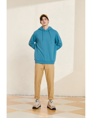 纯色卫衣男连帽新款秋季潮流休闲打底帅气基础款衣服男烟灰蓝m17092a