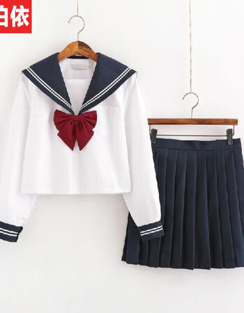 白二本jk制服裙基础款正统水手服不良夏服jk学院风套装中间服长裙三本不良短群日系女学生校服春夏百褶裙二本长袖上衣 短裙 送领结 袜 M 图片价格品牌报价 京东