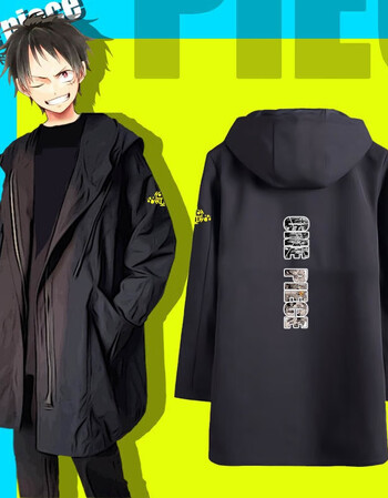 紫矜芙春秋薄款男装风衣海贼王联名外套动漫学生长款风衣男宽松大码