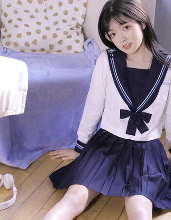 正统软妹jk制服双色雪花刺绣海军风水手服班服校服中间服女学生套装