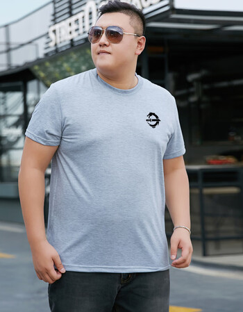 加肥加大码宽松肥佬男装大号半袖体恤上衣 灰色 xl 建议体重180-200斤