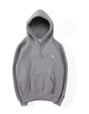 champion卫衣女秋季新款刺绣套头连帽衫男外套休闲情侣装 小c帽衫灰色