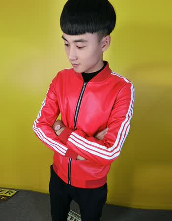 仿皮皮衣 美铂娜(meibona) 秋季新款外套男快手网红同款潮精神小伙