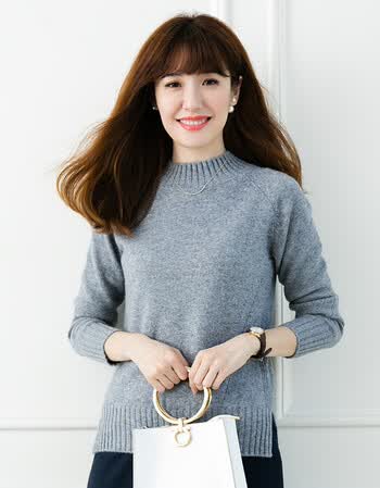 半高领毛衣女套头2017秋冬新款百搭宽松短款开叉厚针织打底衫长袖 ss