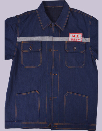 矿工工作服套装男煤矿井下反光条牛仔秋冬加厚耐磨矿山劳保服 深蓝色