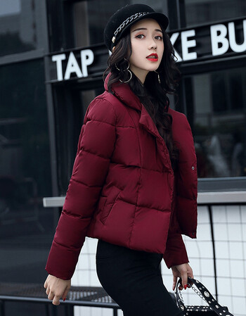 店羽绒女外套秋冬新款韩版短款修身显瘦时尚大码保暖潮sn8755 枣红色