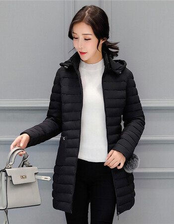 女士棉衣外套2017冬装新款 韩版女装修身大码胖mm中长款棉服女冬 黑色