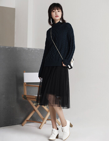 夏尔维纳冬季打底金丝绒纱裙春冬黑色百褶网纱中长款半身裙女冬裙子