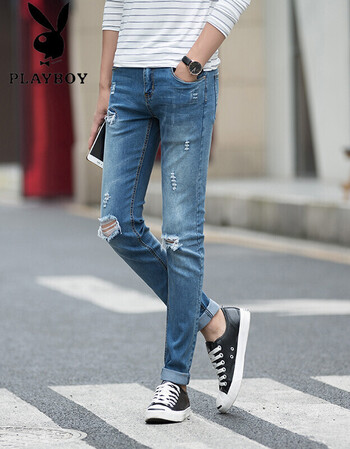 花花公子2017新款潮男蓝牛仔裤显瘦男 牛仔色 28