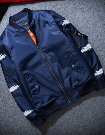 2017日系复古ma1空军飞行服夹克秋羽毛棒球服外套男女情侣款外套 蓝色