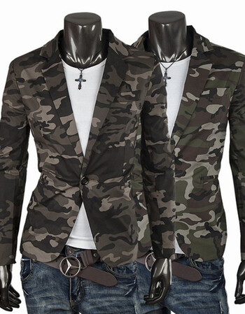 经典迷彩全棉修身小西装军旅风一粒单排扣西服 军绿色 xxxl