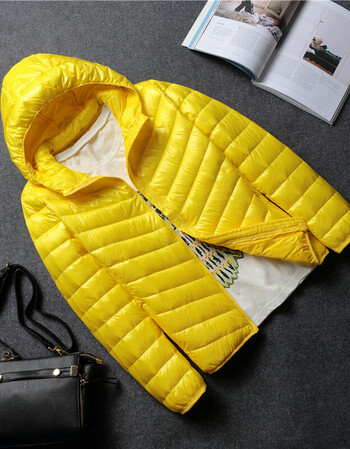 2017秋冬新款韩版轻薄羽绒服女士短款连帽修身大码轻便外套 柠檬黄 l