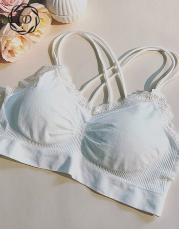 新款韩版修身显瘦蕾丝拼接短款吊带抹胸内衣女防走光百搭裹胸 白色