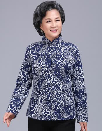 港蕴老人唐装女春秋棉麻民族风服饰女士唐装上衣中老年人传统中式外套