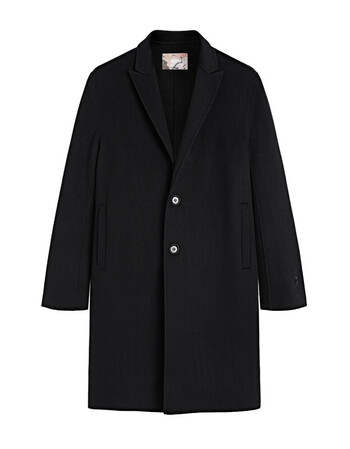 【商场同款】男装 男士翻领单排扣双面呢羊毛大衣 黑色 s