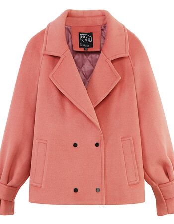 小个子毛呢外套女装2017冬季新款韩版时尚气质短款呢子大衣 皮粉色 xs