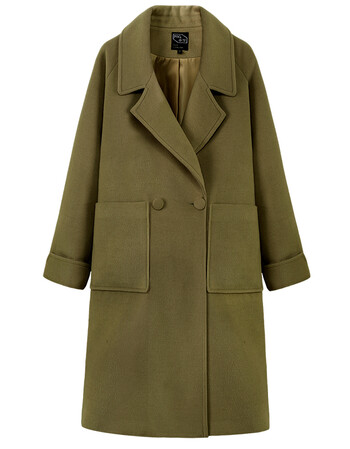 坡饵ulzzang毛呢大衣2018新款女装冬小个子中长款韩版呢子外套 军绿色