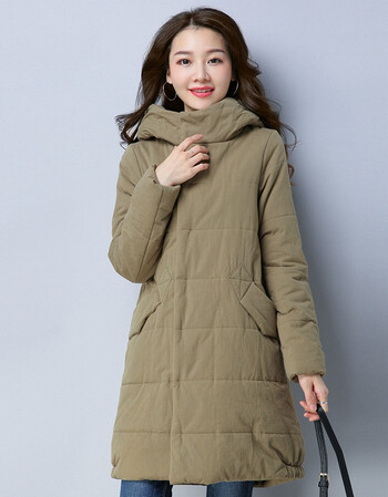 冬天加厚外套中长款女宽松休闲全棉布棉衣棉服棉袄子中年人妈妈装