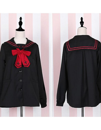 日本幼稚园校服 天使恶魔 水手服外套 十字架领结上衣 黑色 均码
