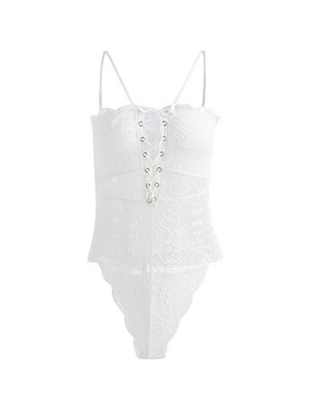 2017新款性感背心吊带小衫绑带蕾丝连体衣情趣内衣 白色 l