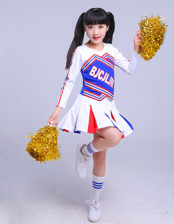 新款儿童啦啦操表演服装中小学健美操舞蹈裙幼儿啦啦队校运会服装 女