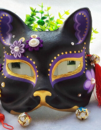 阿坡饵cosplay道具狐狸面具 和风手绘日式玉面妖狐/猫头饰 狐狸手绘60