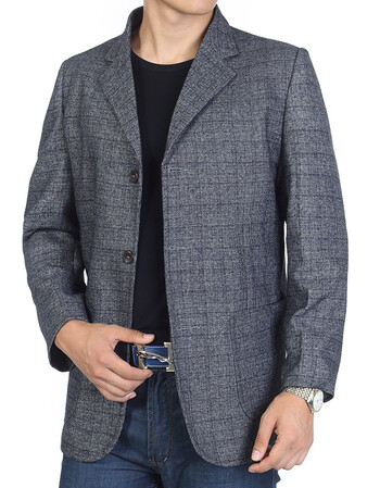 大众款中老年西装男士暗格三粒扣西服商务休闲单件西服 蓝灰色 175