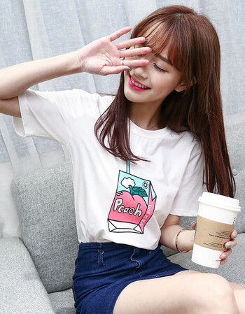 2018新款夏季t恤女短袖宽松学生韩版潮流时尚个性印花百搭上衣 011