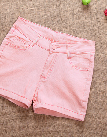 2017春夏新款韩版热裤子糖果色显瘦休闲牛仔女大码弹力三分女短裤
