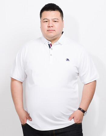 2018夏季男士纯色短袖t恤大号肥佬宽松加肥加大半袖polo衫胖大帅 白色