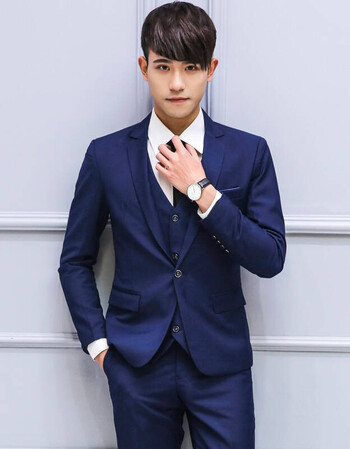 2018春季新品新郎西服套装男士三件套英伦修身结婚礼服伴郎小西装