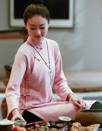 怡品堂佛笑缘中式女装茶人服2018秋冬中长款唐装上衣