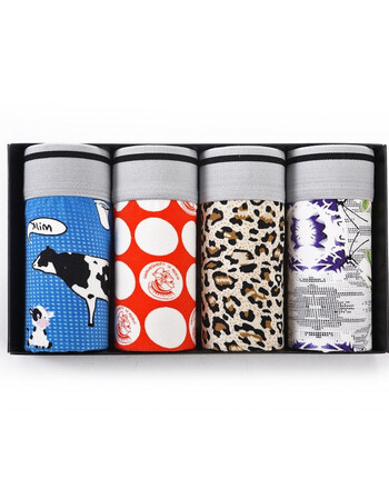 透气大码四角裤头4条装时尚 经典 休闲款 礼盒装 小新1小新2铁塔白旗