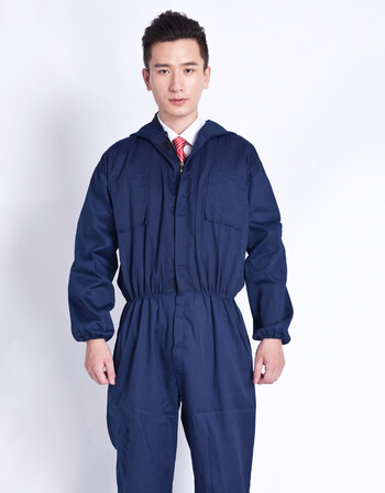 金瑞防尘连体工作服套装 男工程服劳保服工服汽修厂服车间 深蓝色 小
