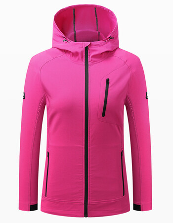 花花公子冬季夹克女情侣休闲连帽运动服青年户外保暖弹力防风外套 玫